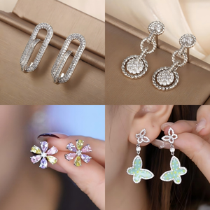 Pendientes de tuerca <span class=keywords><strong>Xu</strong></span> Ping de aleación de cobre con circonitas blancas, chapados, ligeros, de lujo, versátiles y de alta gama para mujer - Product Image 2