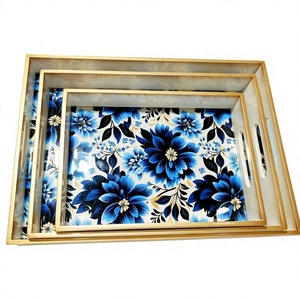 Bandeja de Madera MDF con Estampado Meena de Lujo, Plato Decorativo para Servir Té, Café, Desayuno, Decoración del Hogar, Regalo de Boda y Festividades - Product Image 6