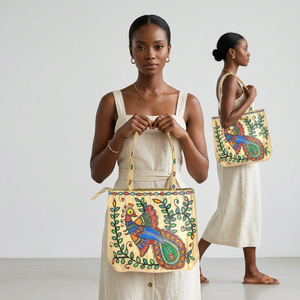 Bolsa de Mano de Algodón Acolchado con Estampado de Bloques, Bolso de Hombro Reutilizable de Gran Capacidad para Actividades Promocionales - Product Image 3