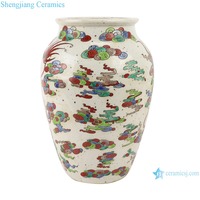 Vase en céramique décoratif dragon nuage peint pastels antiques exquis