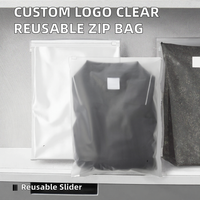 Sac à fermeture éclair en PE givré avec logo personnalisé, transparent, réutilisable, pour vêtements, t-shirts, emballage, pochette anti-humidité
