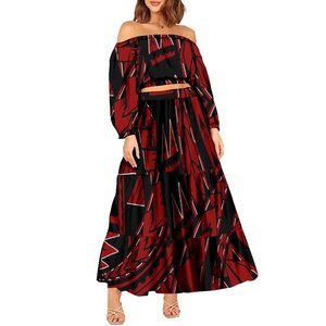 2024 nuovo Design polinesiano autunno mezza spalla a manica lunga Top corto abbinato a gonne lunghe di grandi dimensioni da <span class=keywords><strong>donna</strong></span> a due pezzi - Product Image 1