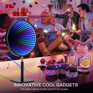 Led 3D <span class=keywords><strong>illusion</strong></span> miroir infini espace-temps tunnel RGB néon lampe de table de jeu anniversaire cadeaux de Noël pour les enfants - Product Image 2
