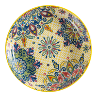 Ensemble de bols à riz en céramique bohème créatif, assiettes à soupe et nouilles vintage irrégulières à double anse, vaisselle jaune pour la maison et la cuisine