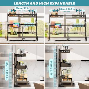 Modern Double Tier Multifunction Stainless Steel Dish Drainer Over the Sink Dish <b>Drying</b> Storage <b>Rack</b> for Kitchen - Product Image 2
