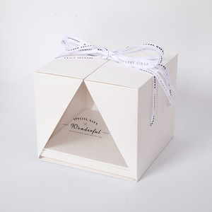 Tùy Chỉnh Bánh Hộp Thiết Kế Mới Trắng Pet PVC Rõ Ràng Nắp Vòng Vuông Đám Cưới Sinh Nhật Bên Món Quà Cup Bánh Hộp - Product Image 5