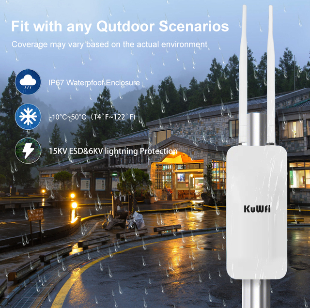 KuWFi AP1200F High Gain Antenna Outdoor Access Point Dual-band 1200mbps Repeater 128 Users Network Wifi Hotspot Wireless AP