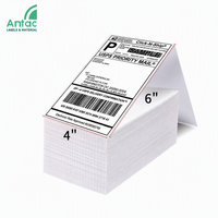 Etiquetas Térmicas Directas Personalizadas OEM de Antac, 4x6, para Direcciones de Envío, Códigos de Barras, Correo, Rollo de Etiquetas Adhesivas en Forma de Abanico