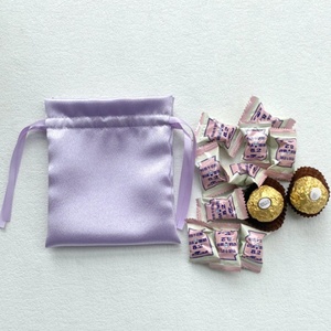 Small-scale Glossy Satin Fabric Gift Bag Drawstring Closure Pocket 12*14 cm for Wedding <b>Sweet</b> Treats <b>Packaging</b> Printing - Product Image 6