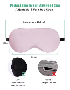 100% Natural Pure Silk Adjustable Strap Home Textile Sleeping Shade Cover Blocks <b>Light</b> Reduces Puffy Eye <b>Sleep</b> Mask - Product Image 4
