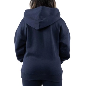 Sudadera Clásica Extra Grande para Mujer, Color Azul Oscuro, con Bolsillo Tipo Canguro, Dobladillo Acanalado, Tejido de Felpa - Sudaderas Elegantes para Mujer - Product Image 3