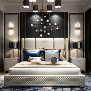 Chambre Moderne de Luxe pour <span class=keywords><strong>Adulte</strong></span> <span class=keywords><strong>Lit</strong></span> King Size avec <span class=keywords><strong>Hauteur</strong></span> Réglable et Confort <span class=keywords><strong>en</strong></span> Cuir, Cadre <span class=keywords><strong>en</strong></span> Bois de Pin Massif - Product Image 1