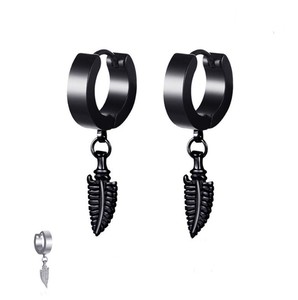 Boucles <span class=keywords><strong>d</strong></span>'oreilles coréennes en acier inoxydable feuilles boucles <span class=keywords><strong>d</strong></span>'oreilles clip sans piercing pour hommes - Product Image 3