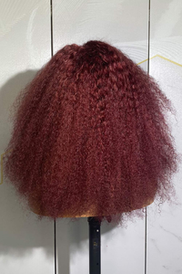Parrucche di capelli umani anteriori in pizzo riccio bordeaux 13x4 13x6 parrucca frontale in pizzo trasparente Hd 250% 300% riccia di colore rosso - Product Image 5