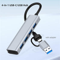 Hub USB 3.0 C ultra-mince, sans pilote, filaire, pour le bureau et les voyages, compatible avec les périphériques 2.0