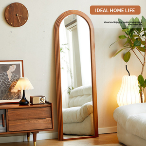 French Style Pine Full Length <strong>Mirror</strong> Vintage Solid Wood Frame Floor Length Arched Dressing <strong>Mirror</strong> - Product Image 1