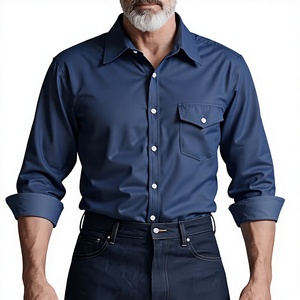 Nouvelle Chemise en Jean à Manches Longues pour Homme 2026 – Col Boutonné en Viscose/Coton, Anti-Plis, Style Workwear Vintage, Bleu Foncé Délavé, Décontractée - Product Image 4