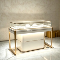 Vitrine de présentation de bijoux en verre LED, comptoir poli, vitrine d'exposition de bracelets pour magasin de détail