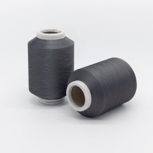 Chất lượng cao acy 150D/48F + 20D polyester sợi bao phủ Spandex Đen Grs chứng nhận cho đan dệt giá tuyệt vời cho vớ - Product Image 2