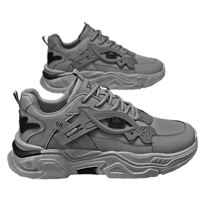 Autumn Men's Lace-up Breathable White Trendy Versatile <b>Height</b>-<b>Increasing</b> Sneakers Casual Running Dad <b>Shoes</b> - Product Image 1
