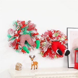 Guirlandes de Noël artificielles Grinch Thief pour porte d'entrée <span class=keywords><strong>et</strong></span> fenêtre extérieure, décorées avec un ruban motif fesses de gnome Père Noël XD2780 - Product Image 5