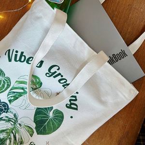 Bolsa de Mano de Lona de Algodón Grueso con Estampado Personalizado, con Bolsillo Interior con Cremallera, Diseño Floral de Hojas de Plantas, para Mujer, para Compras Diarias, Regalo - Product Image 4