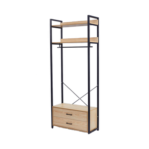 Appendiabiti <span class=keywords><strong>da</strong></span> <span class=keywords><strong>Parete</strong></span> di Lusso in Stile Europeo, Moderno e Personalizzabile, con 4 Ripiani in Legno Regolabili per Cabina Armadio - Product Image 6