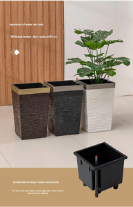 Grand pot de fleurs sur pied, design minimaliste, couleur unie, forme ondulée, auto-absorbant, pour intérieur et extérieur - Product Image 4