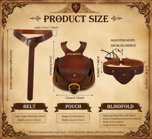 Conjunto de Vestido de Sirvienta Medieval Renacentista con Bolsa de Cintura con Hojas y Parche para Ojo, Disfraz de Pirata Vintage para Halloween, Cosplay, TV y Cine, LARP - Product Image 5