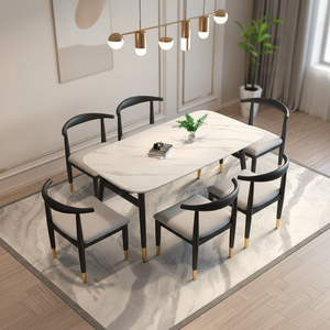 Set <span class=keywords><strong>Tavolo</strong></span> <span class=keywords><strong>da</strong></span> Pranzo Moderno in Legno Ingegnerizzato con 6 <span class=keywords><strong>Sedie</strong></span>, Dettagli Dorati, Nero e Bianco, per <span class=keywords><strong>Cucina</strong></span>, Sala <span class=keywords><strong>da</strong></span> Pranzo, Villa, Hotel - Bestseller 2026 - Product Image 1