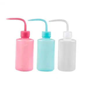 Wholesale Plastic Squeeze Bottles 250/500ml Curved Mouth Watering Flowers Laboratory Tattoo lash Rinse Bottles