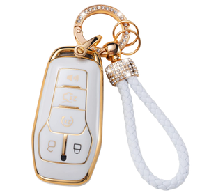 Funda Protectora para Llaves de Coche de TPU con Borde Dorado, Compatible con Ford Fusion, Bronco, F-150, F-450, F-550, Ranger, Accesorio para Llaves de Coche - Product Image 1