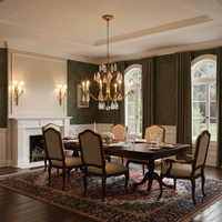 Lustre de salle à manger en cristal de style français de luxe, en laiton, à huit lumières, production en gros, directement de l'usine, lustre Shannon