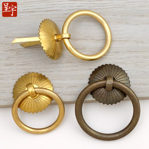 Chengyu Chinese Style Single Hole <b>Brass</b> Ring Handle Drawer Cabinet Furniture Hardware Classic Pull <b>Knob</b> - Product Image 1