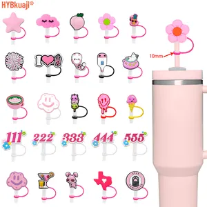 10mm Cute Cloud Custom Wholesale Reusable Pink Series Straw Charms For Tumbers Wholesale Bad Bunny Straw Topper