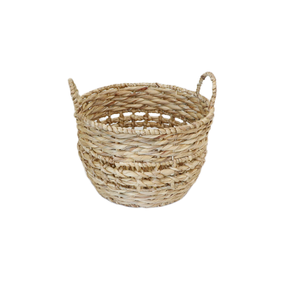 Cesta redonda de jacinto de agua, artesanía hecha a mano, mimbre, decoración del hogar, jacinto de agua, cesta de almacenamiento tejida - Product Image 1