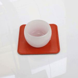 Custom Logo Luxury Promotional <b>Gifts</b> Engraving logo Real PU Leather coaster 10cm Waterproof Multi-colored Coaster for Coffee - Product Image 5