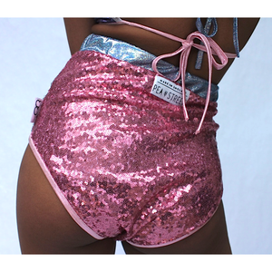 Multi colore 4 paillettes a vita alta peakini - Product Image 1