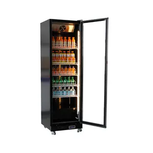 Cinco estantes de espuma gruesa de 420L, puerta individual de alta calidad, tamaño personalizado, 24 pulgadas, refrigerador de exhibición para puerta de vidrio y vino