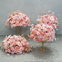Boule de fleurs artificielles pour mariage, centre de table en mousse florale avec fleurs en soie - Décoration artisanale écologique pour intérieur/extérieur