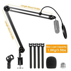 Soporte de Brazo para Micrófono de Estudio Profesional, Soporte de Escritorio Ajustable con Suspensión de Tijera, con Filtro Antipop y <span class=keywords><strong>Clip</strong></span> para Micrófono - Product Image 1