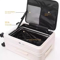 Tas Trolley Laptop PC Multifungsi dengan Penutup Depan, Ritsleting Samping, Ukuran 20 Inch, Dapat Diperluas, Cocok untuk Perjalanan