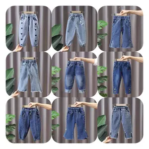 מכנסי ג 'ינס ג' ינס ruffles לילדים ג 'ינס ג' ינס אלסטי תינוקה