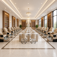 Kangmei 2026 – Ensemble de mobilier de luxe beige pour salon de manucure, avec table de massage et fauteuil de pédicure, et spa pour les pieds sans tuyauterie