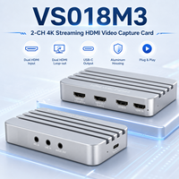 Tarjeta de Captura HDMI de 2 Canales USB3.0 1080P60/30 con Salida HDMI Dual, Entrada de Micrófono de 3.5mm, Salida de Audio, Sin Controladores, Transmisión en Vivo