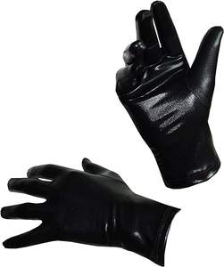 男性用および女性用光沢のあるメタリック手首の長さの衣装手袋ハロウィーンコスプレハンドアクセサリー - Product Image 1