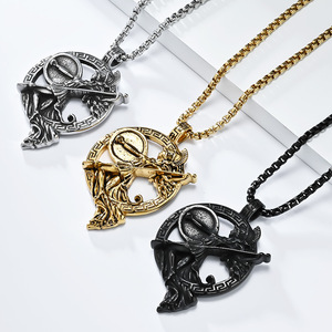 Collar Athena <span class=keywords><strong>de</strong></span> Acero Inoxidable al por Mayor, Colgante <span class=keywords><strong>de</strong></span> la Diosa Griega Guerrera, Joyería <span class=keywords><strong>de</strong></span> Mitología con Escudo y Lanza Vintage para Hombres y <span class=keywords><strong>Mujeres</strong></span> - Product Image 3