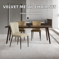 Ensemble de chaises de salle à manger en métal au design simple et luxueux contemporain et table de salle à manger avec revêtement en cuir pour la vente en gros de meubles de maison