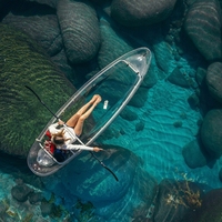 Kayak transparent en polycarbonate, directement de l'usine, canoë PC cristallin incassable, bateau à fond transparent pour le tourisme en station balnéaire