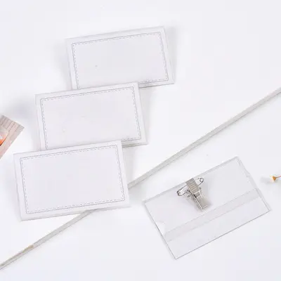 Kişiselleştirilmiş PVC kimlik kartı tutucu konferans kimliği kartvizit tutucu temizle adı etiketi Metal Pin klip ile yumuşak kimlik adı rozet tutucu